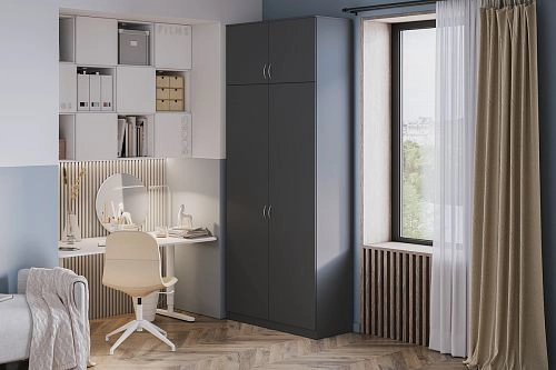 Шкаф распашной Лайт-2 с антресолью Графит - фото 1