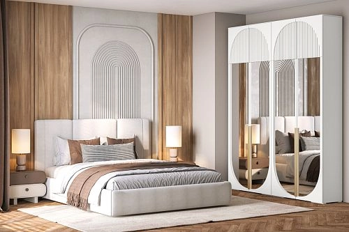 Шкаф распашной Брей-2.2 с антресолью Белый - фото 1