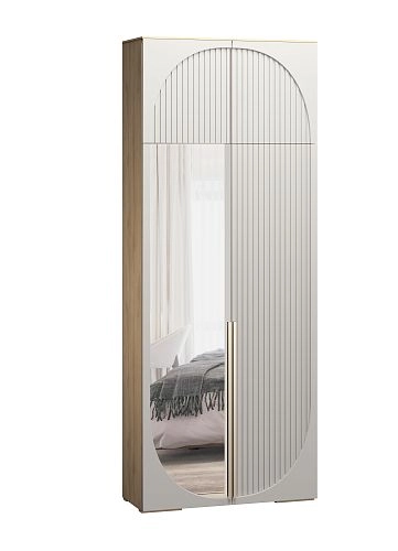 Шкаф распашной Брей-1.1 с антресолью Кашемир/Дуб Золотистый - фото 3