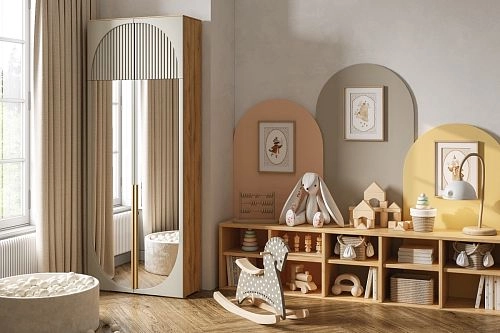 Шкаф распашной Брей-1.2 с антресолью Кашемир/Дуб Золотистый - фото 1