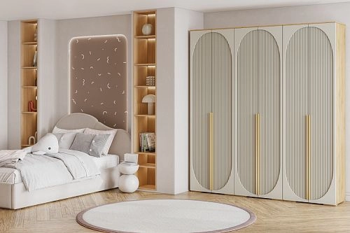 Шкаф распашной Брей-3 Кашемир/Дуб Золотистый - фото 1