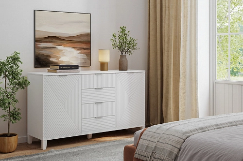 Комод Марвин 25 фрезеровка 8+11 Белый - фото 1